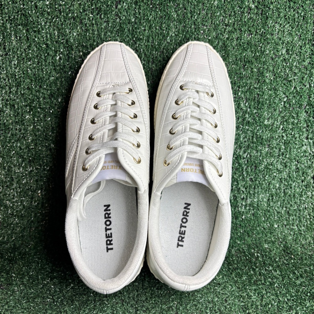 Tretorn White Croc-Embossed Platform Sneakers - Picture 5 of 7